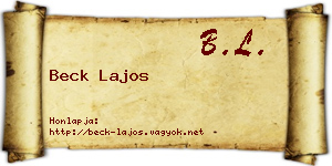 Beck Lajos névjegykártya